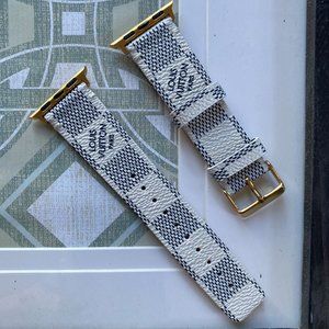 Luxury Apple Watch Band Leather Designer White Plaid 38mm 40mm 42mm 44mm Gold